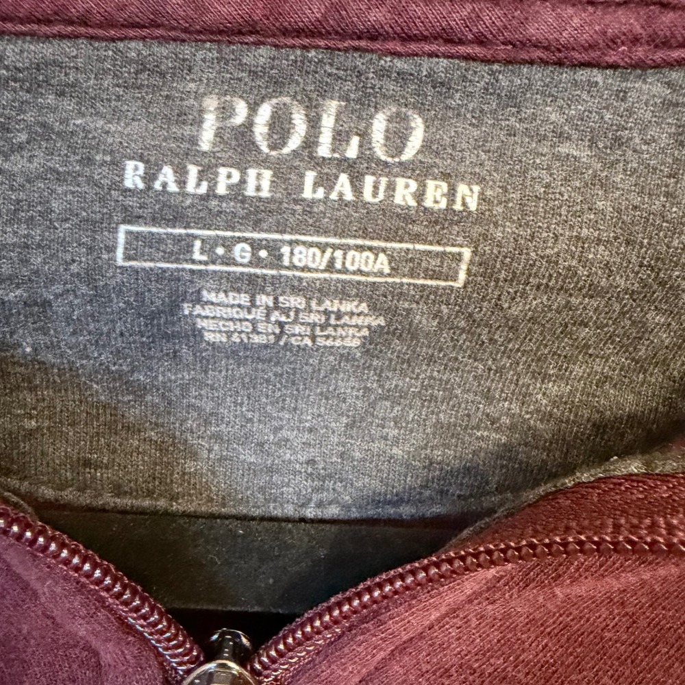 Polo Ralph Lauren Mens Large Burgundy Heather Quarter Zip Pullover Sweatshirt - Picture 6 of 8